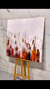 Tranh Trừu Tượng Tone Xanh Vàng Ánh Kim Tranh Canvas Tranh Tráng Gương Tranh Phòng Khách
