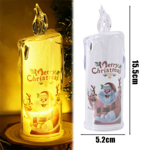 Polocat Merry Christmas LED Tearing Electronic Candle Simulation Candle Light Santa Claus Snowman Atmosphere Light Festival Decor Ornament