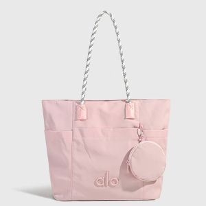 Túi Tote Nylon ALO Nữ Quai Bện Có Ví Tiền XuTháo Rời Chữ Dập Nổi Dung Tích Lớn Túi Đeo Vai