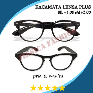 Kacamata Plus Khusus Rabun Dekat Frame Hitam Bentuk Oval Full Bingkai Gaya Korea Style Ukuran +1.00 s/d +3.00 Untuk PRIA WANITA - BISA COD