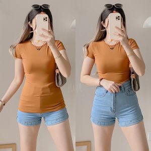 Affordble fashionable blouse top plain color cotton  quality strechable top daily ootd top for women