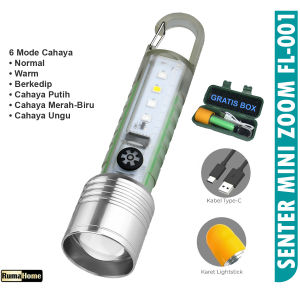 Senter LED Magnet Mode Glow aIn The Dark Super Terang Senter Mini Zoom In Zoom Out- 520A