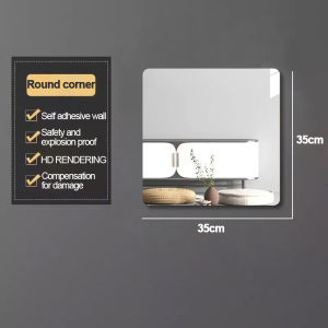 【1-3 Days Delivery】HD Acrylic Bathroom Mirror Rectangular Mirror in The Wall Perforated Free Toilet Mirror Wash Basin Mirror