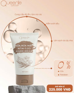 Sữa Rửa Mặt Mầm Gạo Hạnh nhân Queenie skin 120ml có hạt massage không tạo bọt