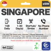 eSIM Singapore Starhub Simba 5G Unlimited Data | eTravel