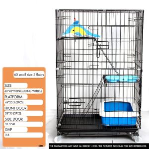 Cat Cage 4 Layer Cat Cage Foldable Sturdy Cage W/ Wheel