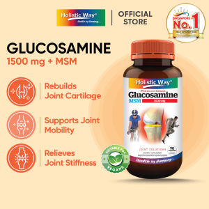Holistic Way Glucosamine 1500mg + MSM – Supports Joint Mobility Rebuilds Cartilage & Reduces Stiffness — Vegan (90 Capsules per bottle)