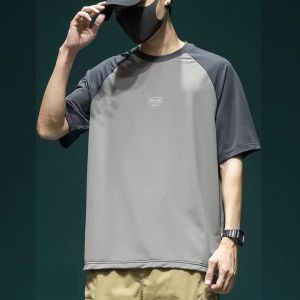 2024 Summer Mens Fashion Ultra thin Loose Quick drying Sports Mesh Breathable Panel Round Neck Casual Short sleeved T-shirt