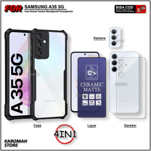 Paket 4in1 Case Samsung A30s A32 4G 5G A33 A34 A35 Softcase Fusion Shockproof Transparent Full Cover Casing Ceramic Anti Spy Screen