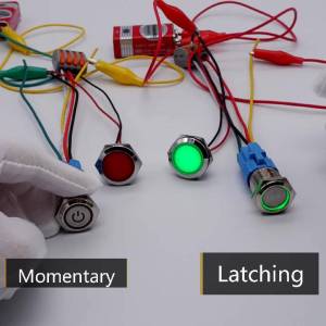 WH 16mm 19mm 22mm Metal Push Button Switch LED Light With Connector Momentary Reset Latching Waterproof Car Power Button 5V 12V24V