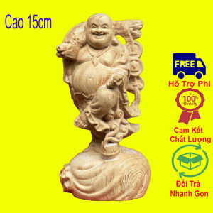 Tượng phật di lặc mini cao 15cm chất liệu gỗ ngọc am cực thơm