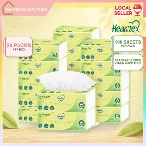 【Rainbow Culture】 【20Packs/Box】心相印Hearttex 3-Ply Facial Tissue 100 Sheets Soft Fragrance-Free Box Tissue Virgin Wood