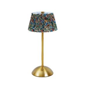 FFBH Portable Metal Base Pleated Desk Lamp Fabric Shade Pastoral Style LED Night Light Soft Lights Wireless Bedside Ambient Light Bar Z4K2H