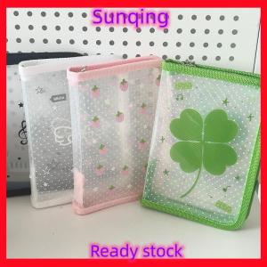 SQ Stationery [Flash Sale] Cute Clover Strawberry Wings Stationery Storage Folder A6 Twill Zipper Pouch Document Bag Zip File Folder School Office Supplies