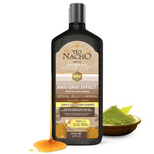 Tio Nacho Anti-Gray Effect Shampoo with Henna & Royal Jelly 14 fl oz Hair Toner Shampoo for Women and Men Natural Henna Hair Color Shampoo for Gray Blending Daily Use