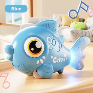Q-1151 STORE Magic Swinging Electric Simulation Fish Toy Look Up with Sound and Light Baby Crawling Toy Creative Early Education Light-up Toy for Infant