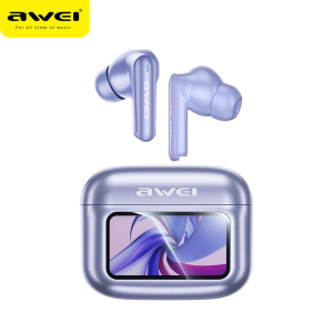 Awei T56 ANC ENC หูฟังตัดเสียงรบกวน35dB หูฟังบลูทูธหน้าจอสีขนาดใหญ่5.4บลูทูธพร้อมหูฟังการค้นหาวอลเปเปอร์เลือกพื้นที่เสียงลำโพงพร้อมไมโครโฟนเลือกหูฟังเอียบัดไร้สาย