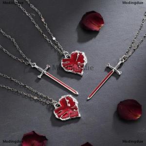 [COD] Modingdue Fashionable And Beautiful Simulate Sword Heart Necklace Set Elegant Men And Women Sweater Chain Collarbone Chain Couple Gift