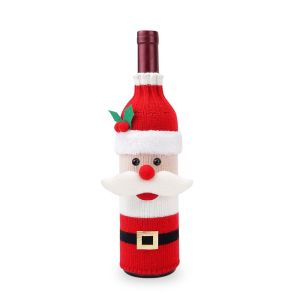 MAOMEI Người tuyết Hộp đựng trang trí chai rượu Vải Ông già Noel Hộp bảo vệ rượu vang đỏ Phụ kiện rượu vang đỏ Lễ hội Phụ kiện chai rượu Sâm banh