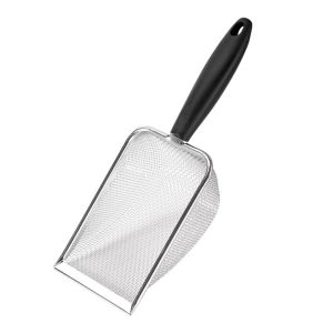 OUTOPEN Fine Mesh Design Reptile Sand Shovel Stainless Steel Comfortable Grip Substrate Cleaner Scoop Rust-proof Non-slip Handle Turtle Tank Litter Scooper Bearded Dragon Cage