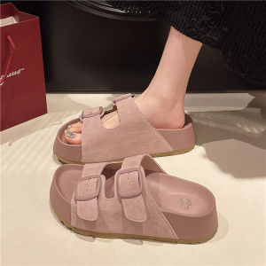 Free Shipping Retro Thick-Soled Slippers For Women New Summer Styles Fashionable And Versatile For Outdoor Wear One-Strap Sandals