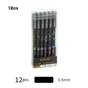 1Box/12Pcs Black Ink Erasable Gel Pen Constellation Style