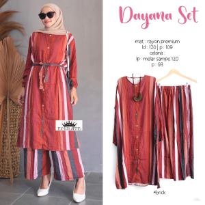 PROMO COD Setelan Tunik Dewasa Dayana Set Premium | Set Tunik Premium Motif Garis Terbaru