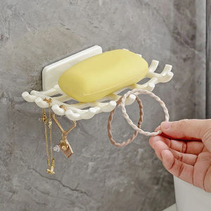 2024 New Superior Soap Rack No Drilling Wall Mounted Double Layer Soap Holders Soap Sponge Dish Bathroom Accessories Soap Dishes