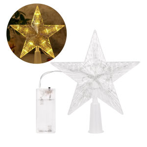 23/15cm Light Glowing Star Tree Topper Decor LED Ornament Christmas Tree Star Topper Decorations Fairy Light Battery Operate