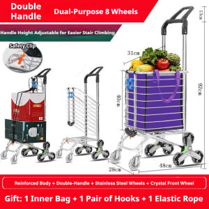 NestNest Home|Foldable Shopping Trolley Lightweight Pull Cart For Climbing Stairs 8 Wheel Cargo Trolley Cart