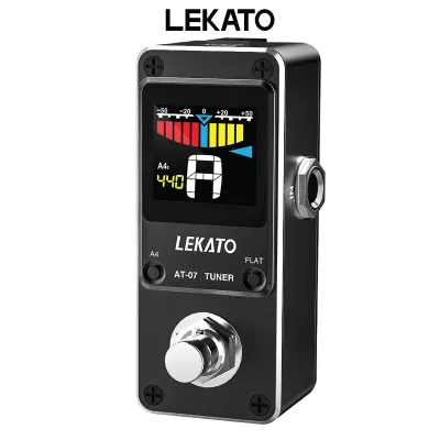 LEKATO AT-07 Guitar Tuner Pedal Chromatic With Mute Pitch and Flat Tuning True Bypass Tuner Pedal for Electric Guitar and Bass