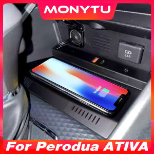 Cho perodua ativa phụ kiện QI sạc không dây cho xe hơi điện thoại di động nhanh Tấm sạc Adapter sửa đổi nội thất phụ tùng ô tô 2021 2022 2023