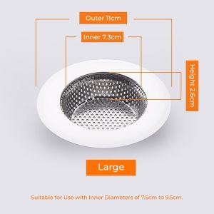 Kitchen Sink Strainer Stainless Steel Drain Hole Sink Filter Reusable Food Floor Drain Filter 11cm