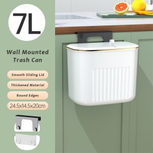 JustLiving 1PC Wall Mounted Hanging Trash Bin Kitchen Countertop Compost Bin Cabinet Door Garbage Modern Dustbin with Lid - Space-Saving Odor-Locking Easy-Clean