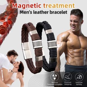 Magnetic Masculine Leather Bracelet/Titanium Bracelet