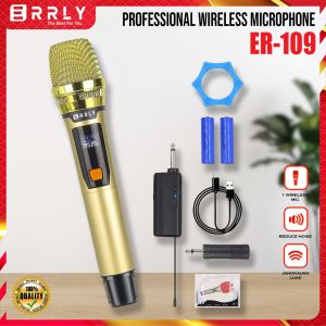 ERRLY ER-109S Microphone Wireless Digital LED Profesional Mikrofon Mic Karaoke Receiver System ER109