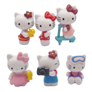 6Pcs Mini Hello Kitty Action Figures Doll 4cm PVC Model Toy Cake Decoration Collectible