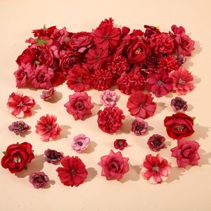 PRECEPT REVOLT77LT5 50Pcs Multicolor Faux Flower Heads Silk DIY Fake Peony Daisy Rose Flowers High Quality Artificial Flowers Heads Home Decoration