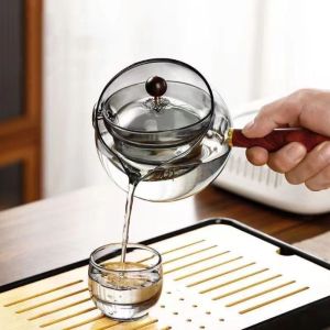 LIANG Glass 360 Degree Rotating Teapot Heat Resistant Large Brewing Teapot Heatable with Handle Boiling Teapot Home