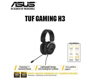 ASUS TUF Gaming H3 Wired Gaming Headset 7.1 Surround Sound 50 mm ASUS Essence Driver Air Tight Design With Type-c Dongle