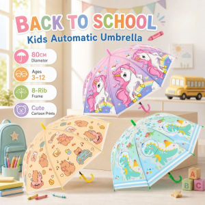 Cartoon Umbrella for Kids Cute Unicorn Long Handle Childrens Waterproof Sun Protection Rain Gear