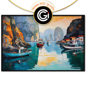 Tranh treo tường dán tường Canvas phong cảnh quê hương sơn dầu. CGI-40