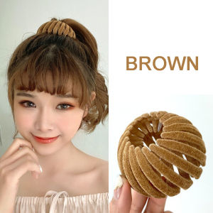 Jepit Rambut Ponytail Premium Beludru Korea iKat Birds Nest Wanita Scrunshie JPT19
