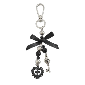 Unique Alloy Bowknot Heart Crucifix Keychain Elegant Key Decoration Religious Symbol Keyring Accessory for Women