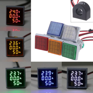 3 in 1 ACAmmeter Voltmeter Hz Current Frequency Meter Square Signal Light 22mm Digital Voltage Amp Hz Led Lamps