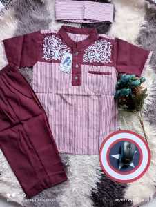 koko kurta anak laki laki/setelan koko anak/Baju muslim anak/koko kurta anak salur 1th-13th lengan pendek Bordir