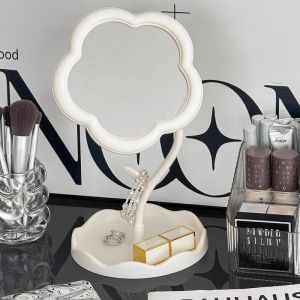 Ins Flower Makeup Mirror Girl Heart Rotatable Mirror Desktop Desktop Dressing Mirror Dormitory Portabl