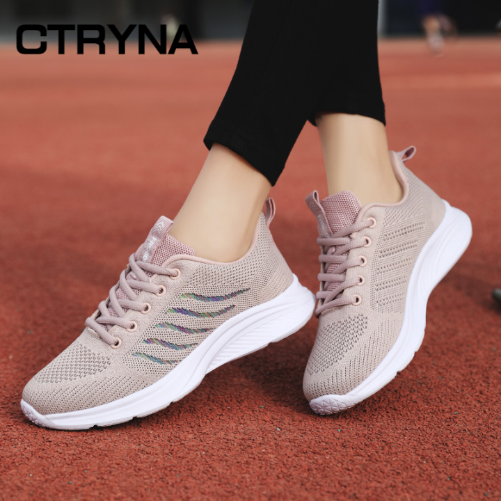 CTRANA Women'S Shoes Breathable Mesh Increased Lace-Up