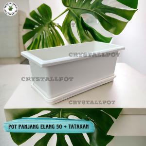 POT BUNGA TANAMAN PANJANG ELANG EGP 50 PUTIH + TATAKAN BAWAH PUTIH