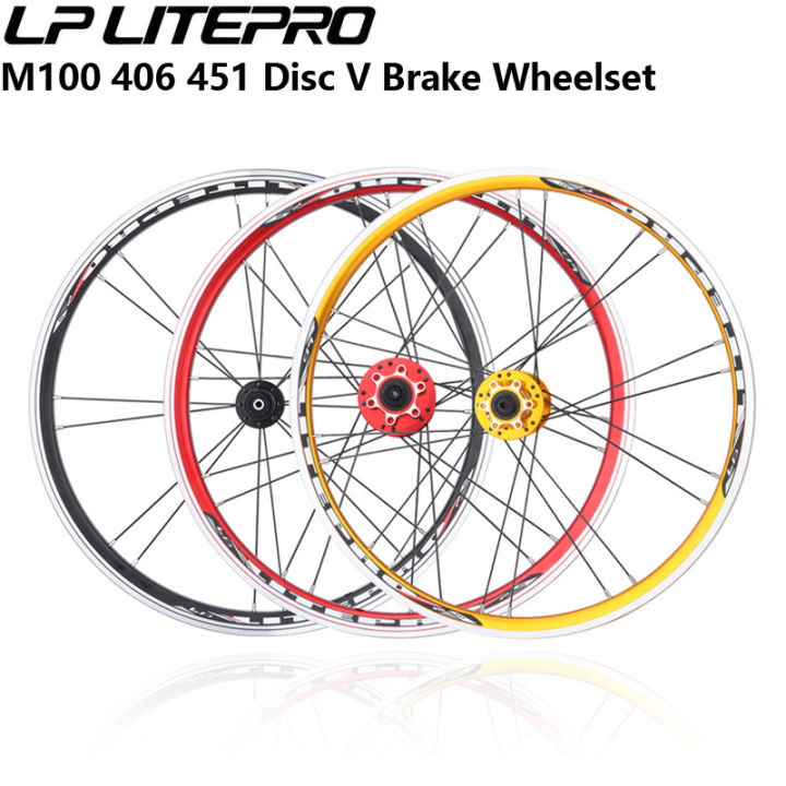Litepro M100 Folding Bike Wheelset 406 451 20inch Rim Bike V Brake